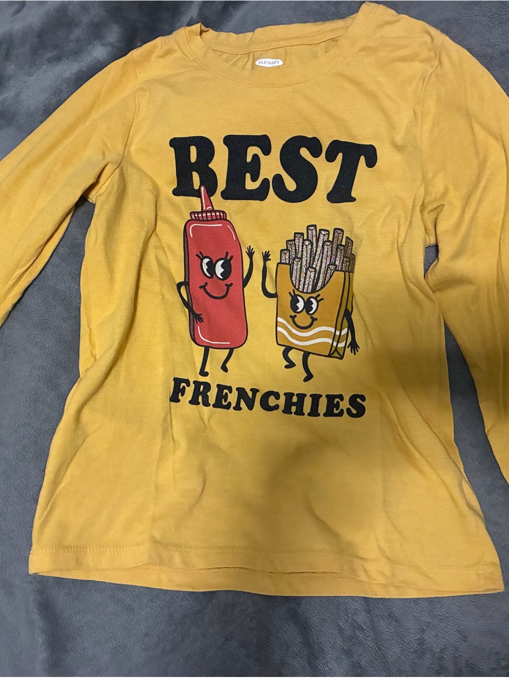 Old Navy Yellow Kids Long-Sleeve 'Best Frenchies' Graphic Tee